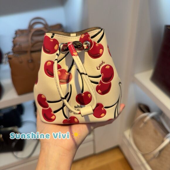 NWT Limited Coach Drawstring Wristlet With Cherry Print CZ030 🍒